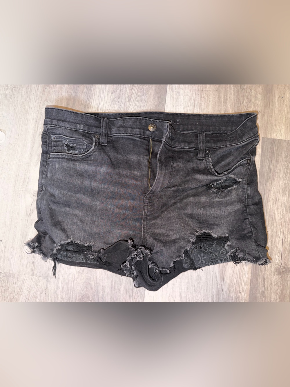 American Eagle Outfitters Distressed Black Denim Shorts